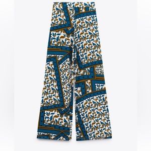 New Zara print fluid wide leg pant